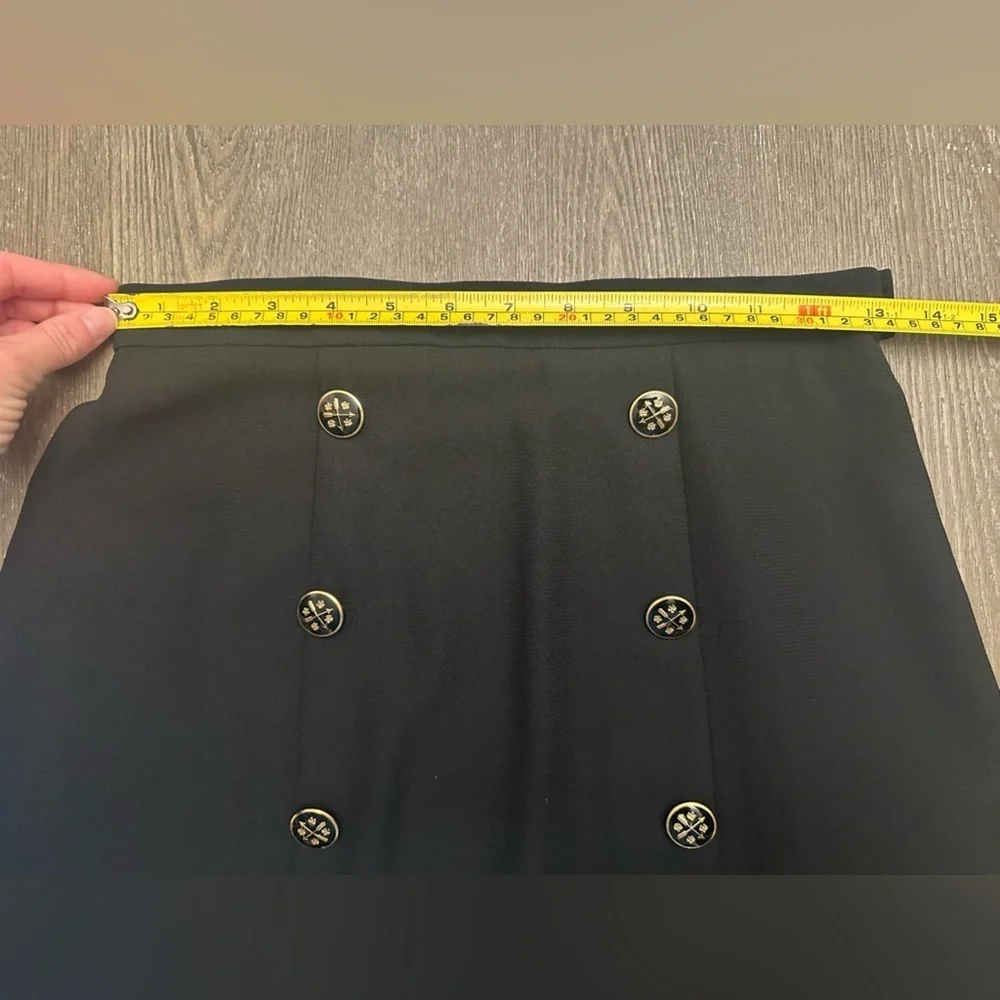 DONCASTER BLACK DOUBLE BUTTONED FLAIR BOTTOM BUSINESS SKIRT - Size 4 SKU:552 - Picture 5 of 6